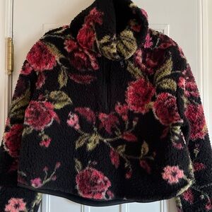 Cozy Floral Fleece Pullover with Hood